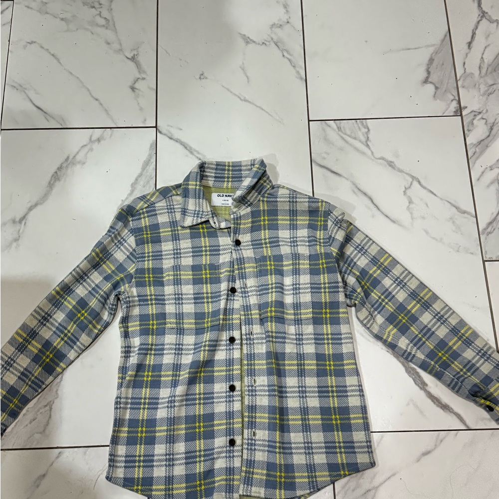 Old Navy Blue and Yellow Plaid Shirt